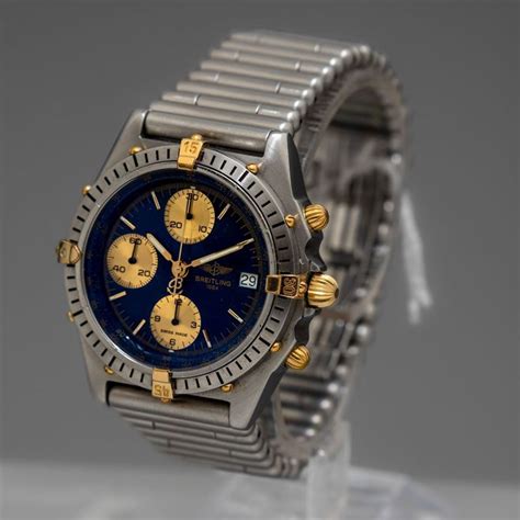 breitling chronomat ref b13047 lunetta oro blu|breitling chronomat b13047.